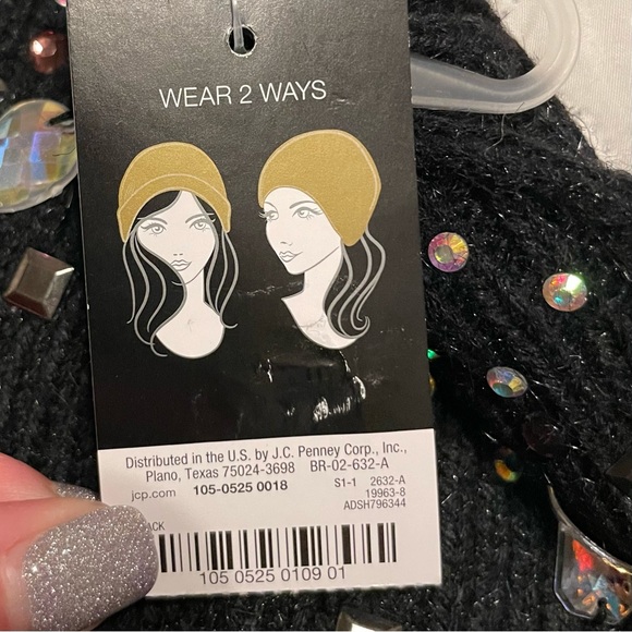 New Black Beanie with Multicolor Sequins, NWT! - Picture 6 of 6